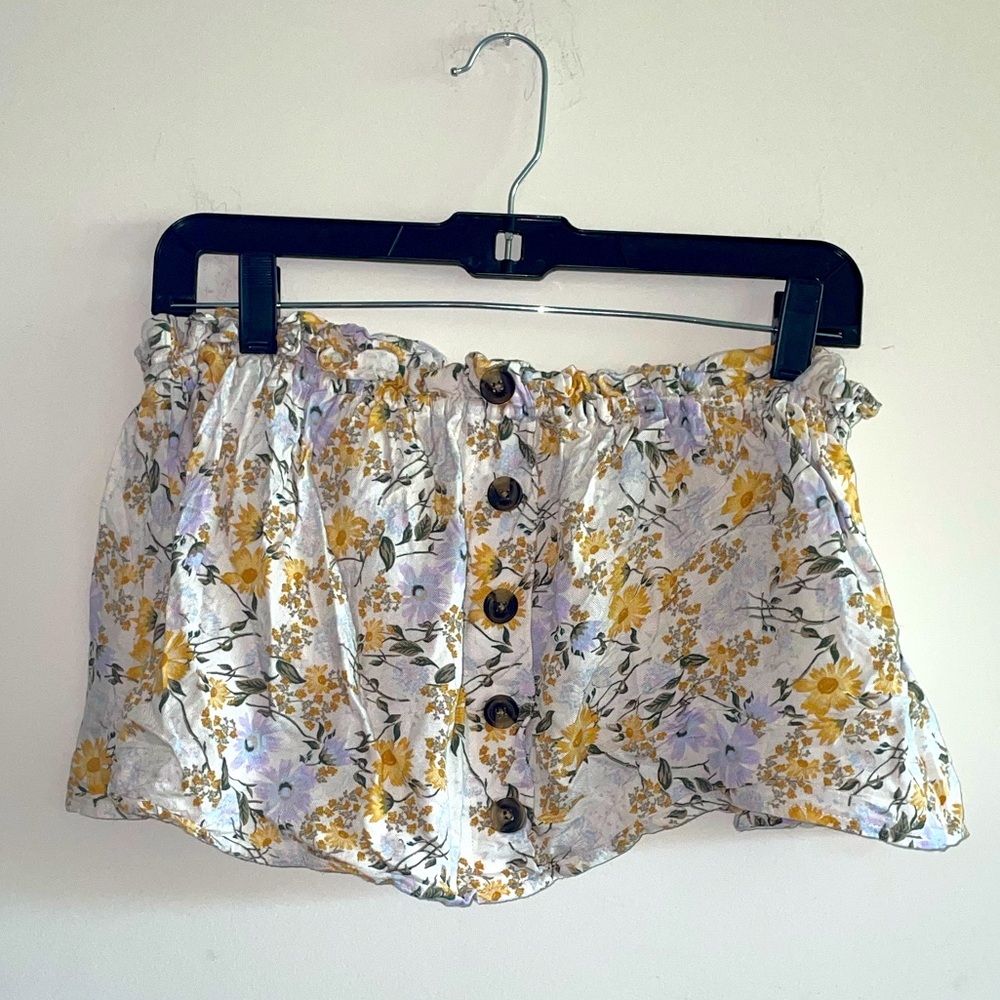 American Eagle floral strapless crop top